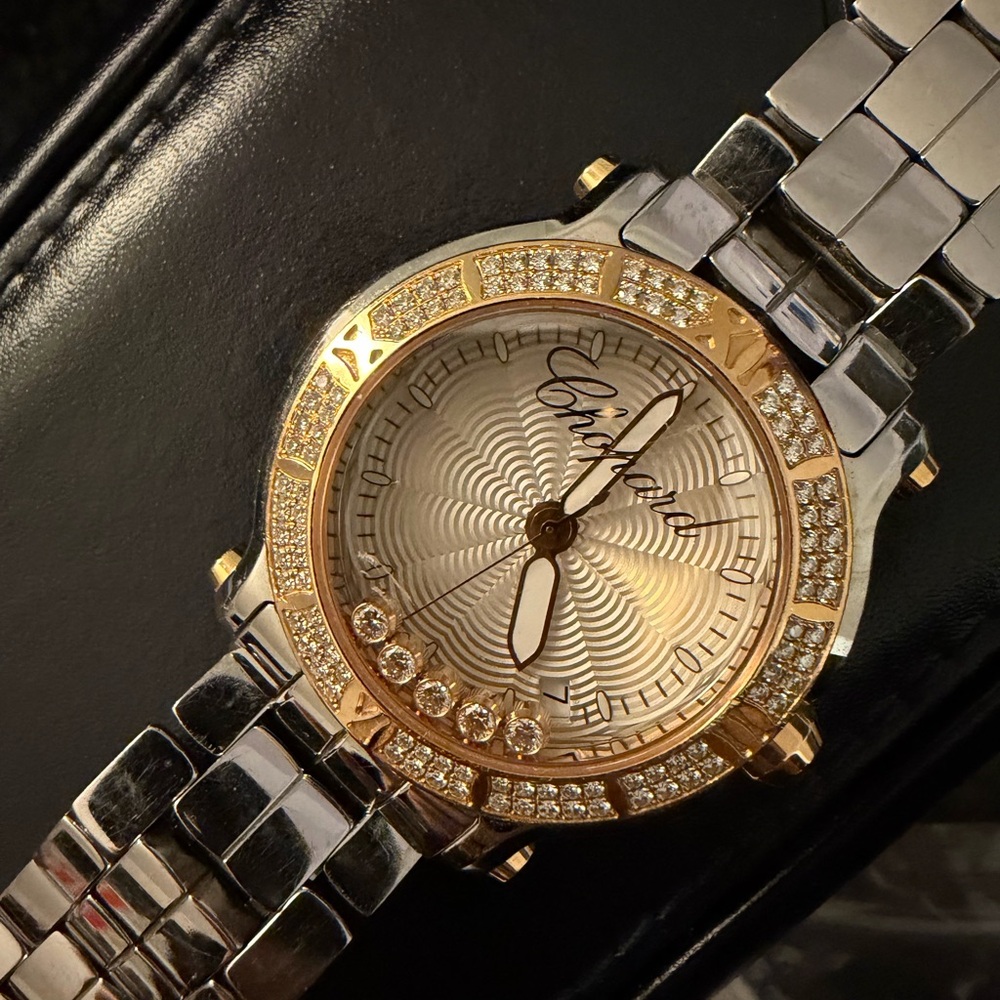 Chopard Happy Sport 18K Rose Gold Diamond Silver Dial Quartz Ladies Watch